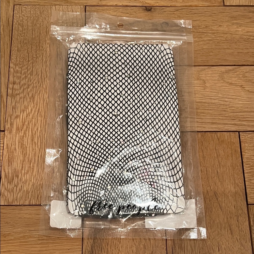 NWT Free People Black and Iridescent Jeweled Fishnet Hosiery